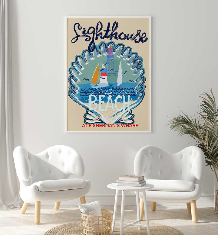 Brighten your space with LIGHTHOUSE I, BEACH PAINTINGS, capturing serene coastal vibes and tranquility.