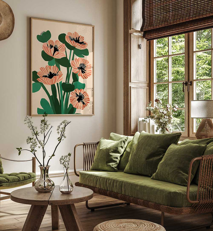 MODERN WILD POPPIES , FLORAL FLOWER PAINTINGS