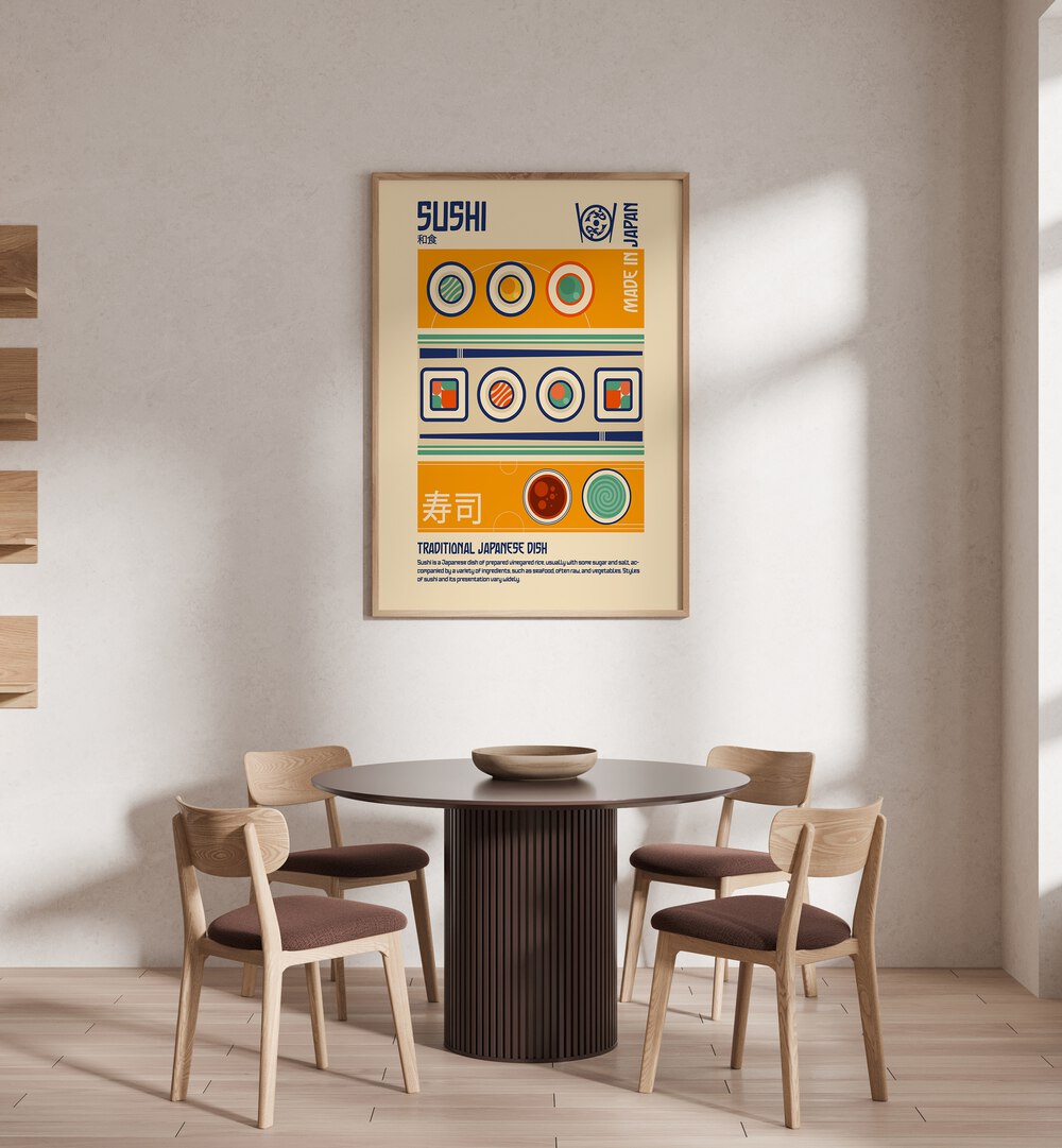 Stylish SUSHI, BAR & CAFE ART adorns a modern dining space, enhancing your dining experience with creativity.