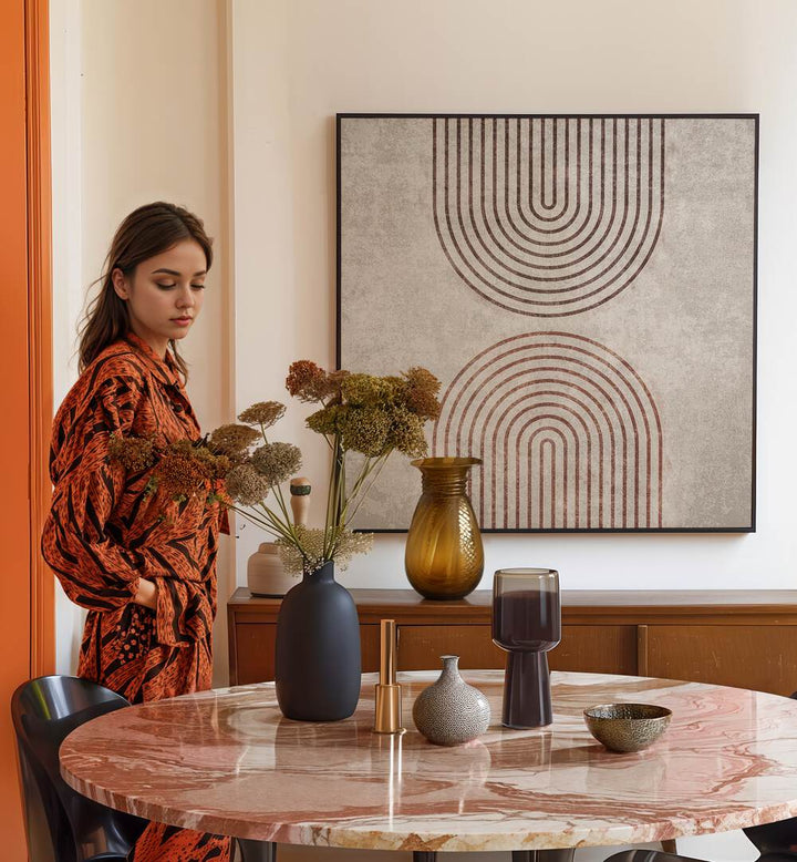 Stylish living space featuring RAINBOW GATE, BOHO ART PAINTINGS by Emel Tunaboylu, perfect for home decor.
