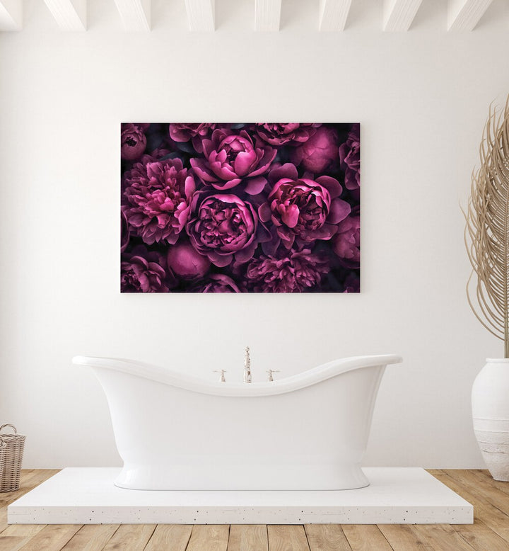 MOODY PINK FLOWERS , FLORAL FLOWER PAINTINGS