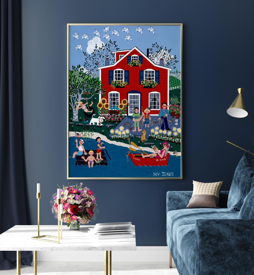 Whimsical LITTLE RED COTTAGE, KIDS ROOM PAINTINGS create a cozy, imaginative space for children’s decor.