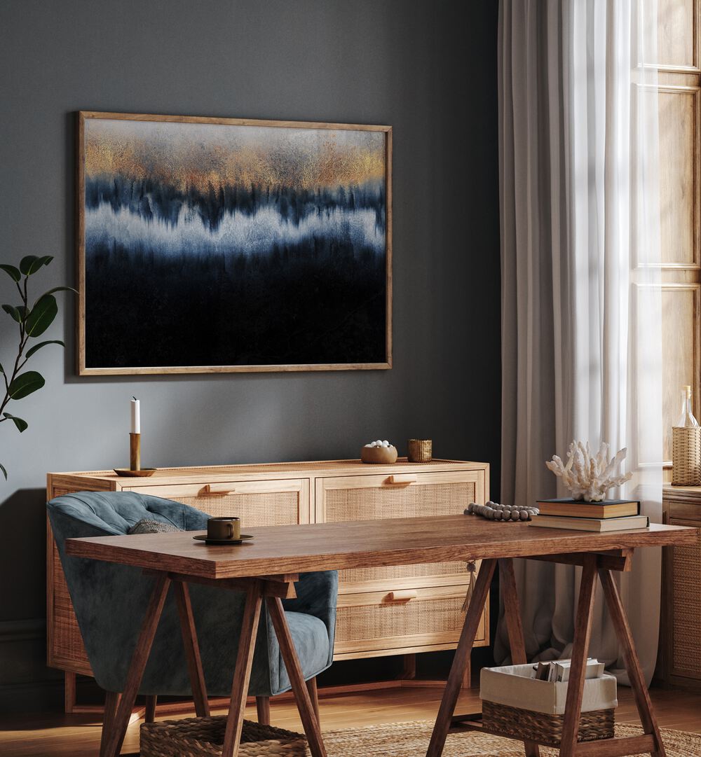 Stunning GOLDEN HORIZON, ABSTRACT PAINTINGS elevating home decor with elegance and sophistication. Perfect for any space.