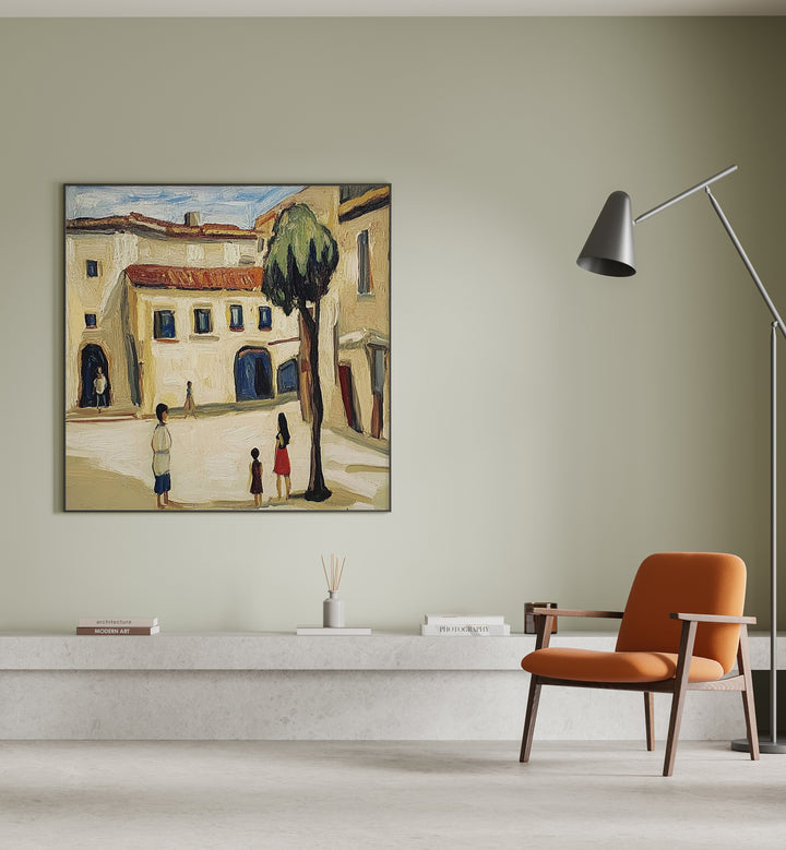Stylish interior featuring STREET SCENE V artwork, perfect for enhancing urban living spaces with a contemporary touch.