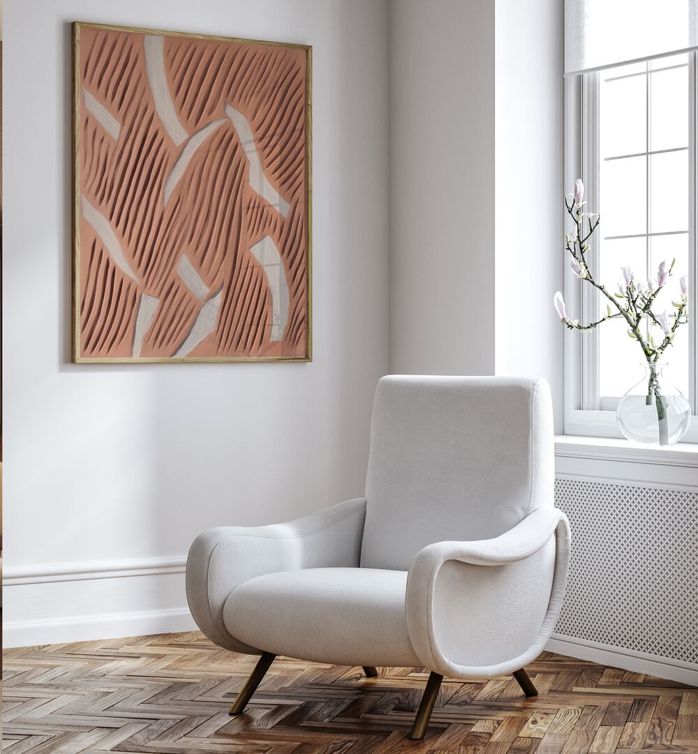 Stylish living room featuring THE COUNTING II, ABSTRACT PAINTINGS, enhancing modern decor with elegant design.