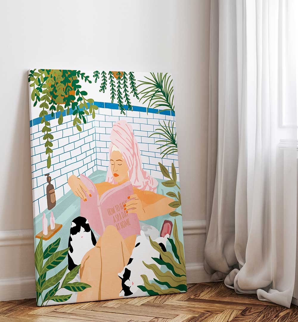 SPA DAY AT HOME , PORTRAITS & FIGURATIVE ILLUSTRATIONS