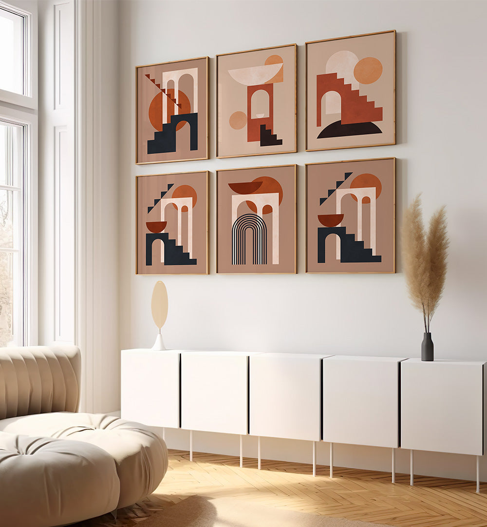 ARCHES MAZE , SET OF 6 PAINTINGS
