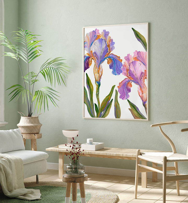 WATERCOLOR IRIS , FLORAL FLOWER PAINTINGS