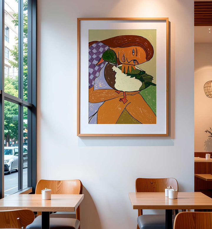 THE GIRL AND THE GREEN-HEADED GOOSE , PORTRAITS & FIGURATIVE ILLUSTRATIONS