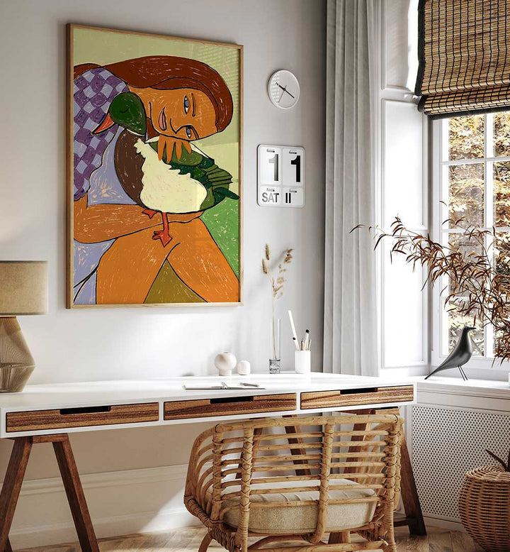 THE GIRL AND THE GREEN-HEADED GOOSE , PORTRAITS & FIGURATIVE ILLUSTRATIONS