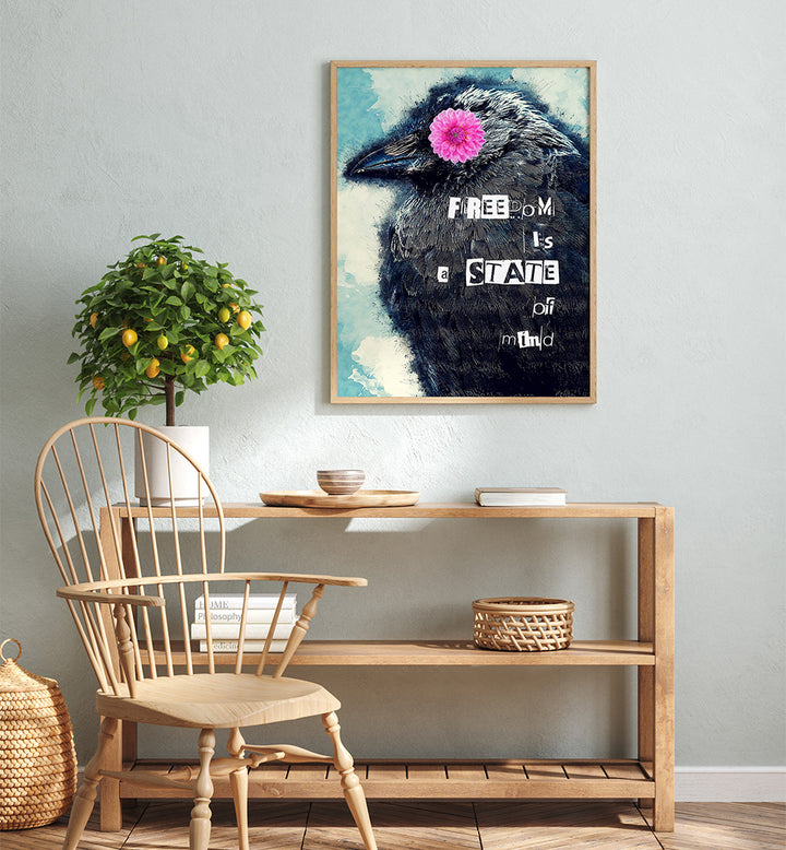 FREEDOM IS A STATE OF MIND COLLAGE ART , QUOTES & TYPOGRAPHY POSTERS