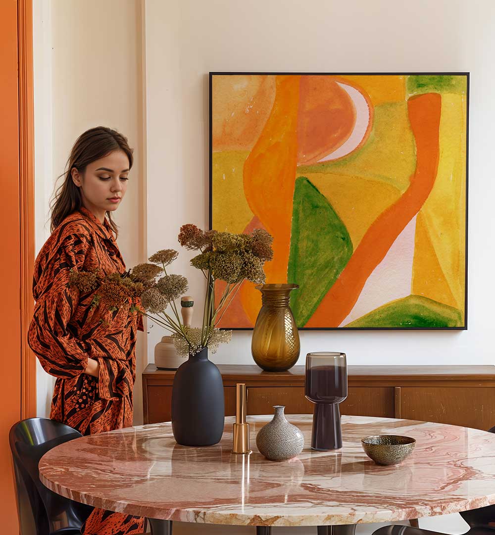 ORANGE AND GOLDEN ABSTRACT , ABSTRACT PAINTINGS