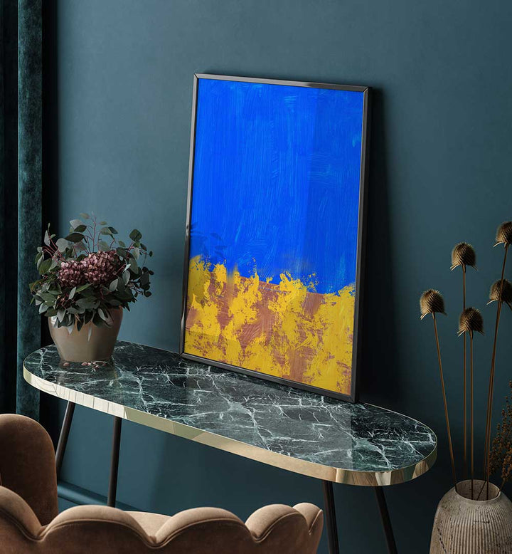 BLUE & YELLOW BRUSHSTROKES , ABSTRACT PAINTINGS