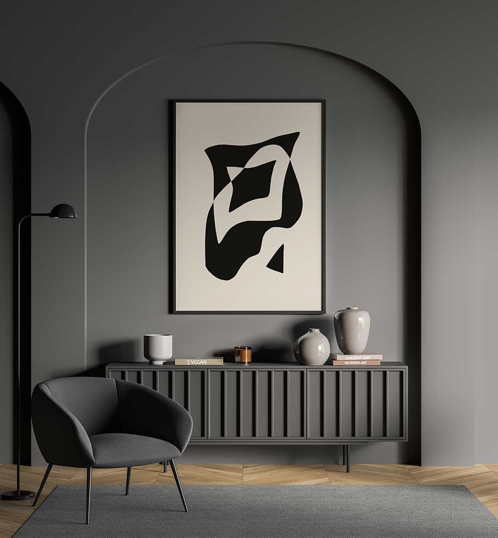 BOLD BLACK AND WHITE GEOMETRIC , ABSTRACT PAINTINGS