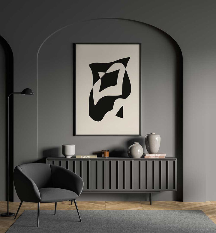 BOLD BLACK AND WHITE GEOMETRIC , ABSTRACT PAINTINGS