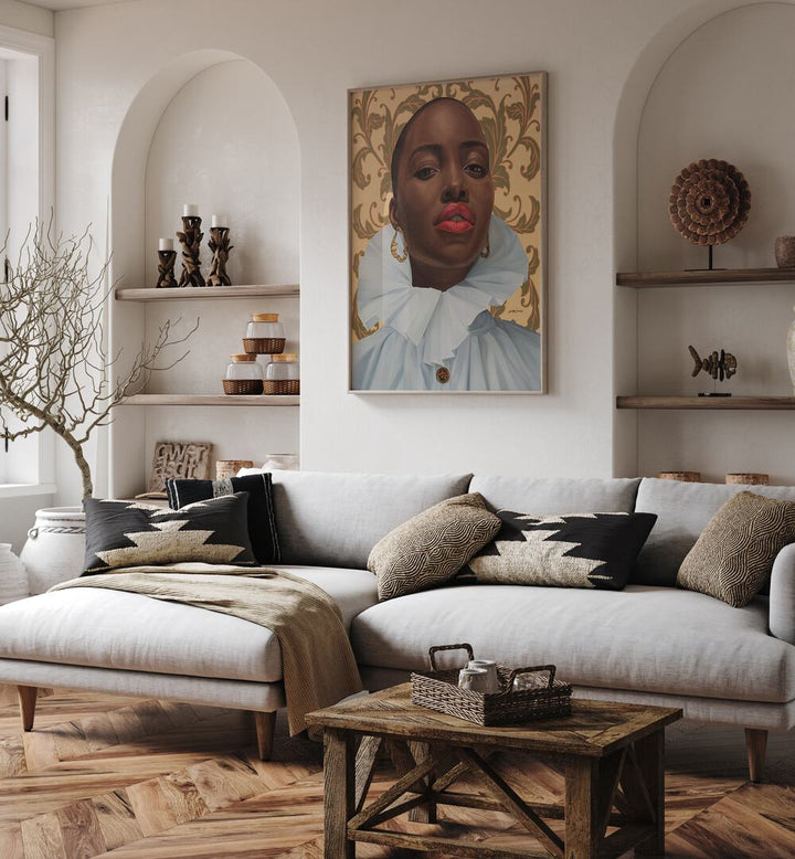 Elegant WOMAN IN BROWN, AFRICAN ART PAINTINGS showcasing strength and grace, perfect for enhancing your living space.