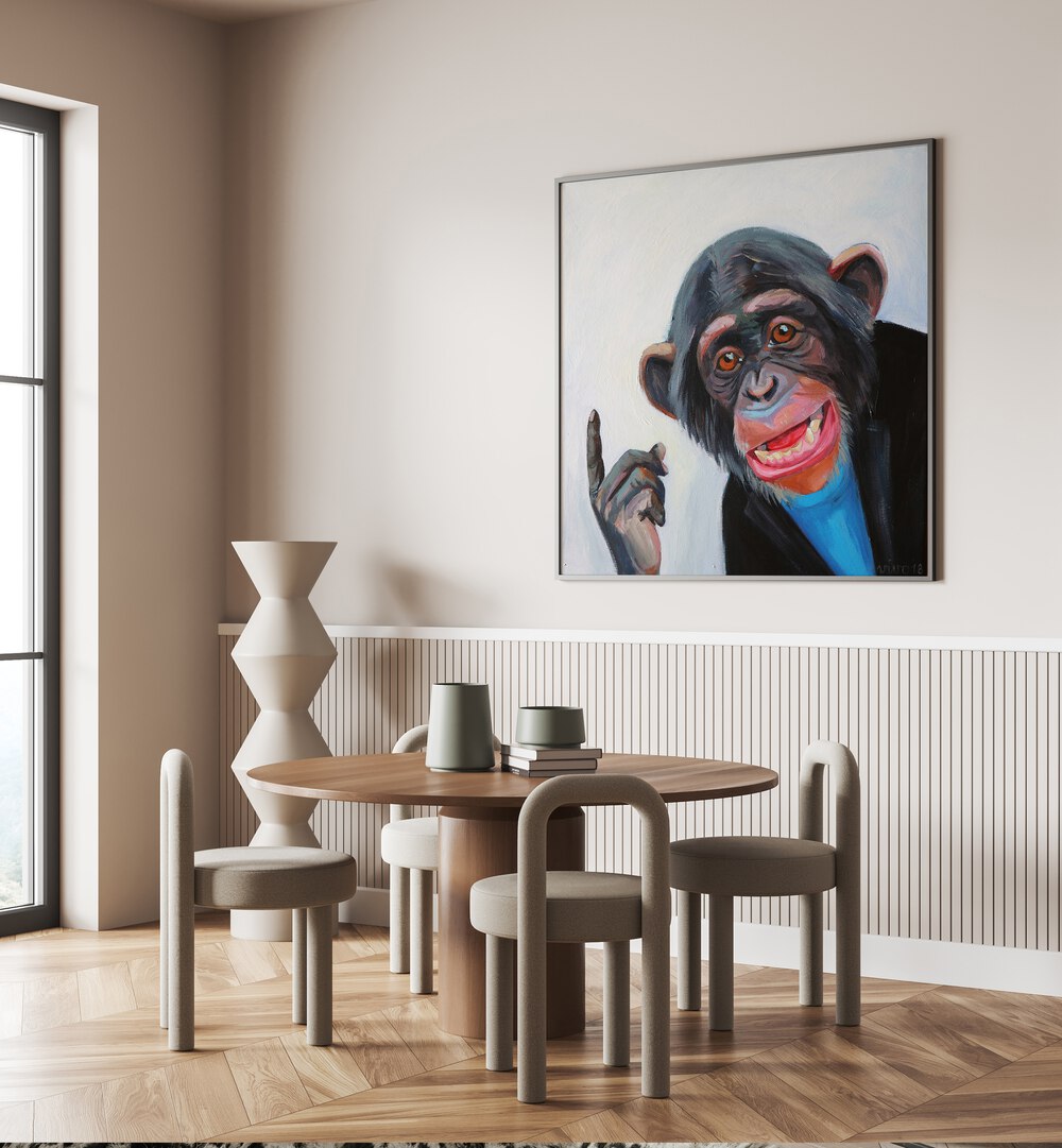 Stylish interior featuring CHIMPANZEE'S THOUGHT, COMIC POSTERS, perfect for vibrant comic book decor enthusiasts.