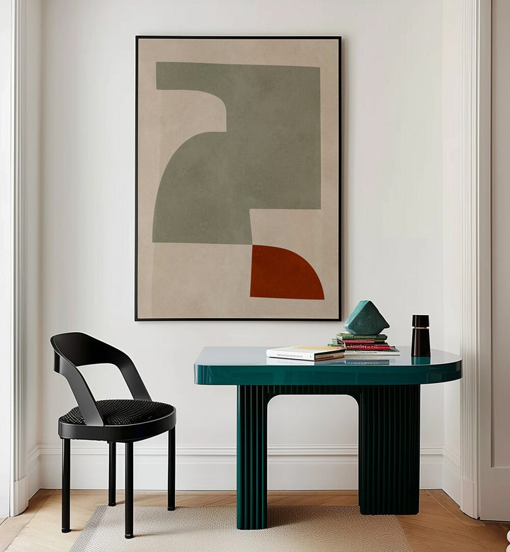 Stylish interior featuring EXPRESSIVE FORMS III, GEOMETRIC ART PRINTS, enhancing creativity and artistic expression.