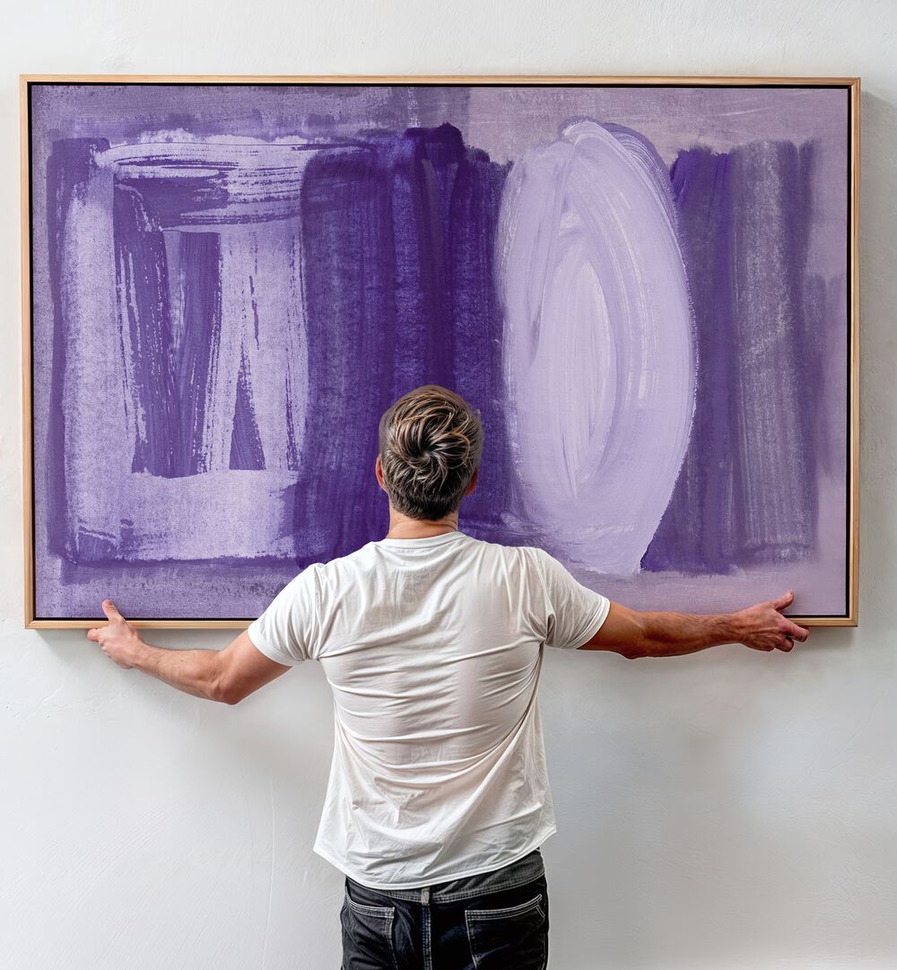 Transform your space with BRUSHSTROKES SOFT PURPLE, ABSTRACT PAINTINGS, featuring calming hues for serene décor.