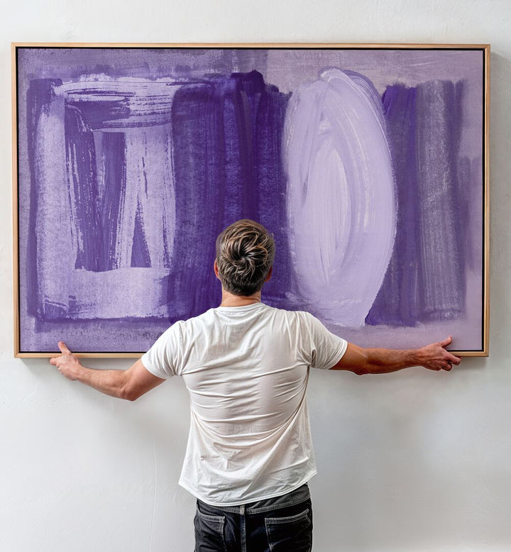 Transform your space with BRUSHSTROKES SOFT PURPLE, ABSTRACT PAINTINGS, featuring calming hues for serene décor.