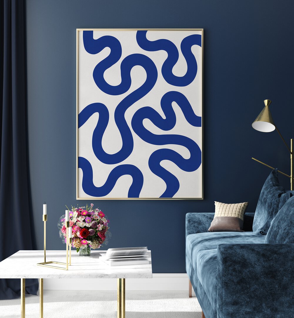 Stunning UNDULATING CURVES IV, ABSTRACT PAINTINGS enhance your home decor with vibrant blue design and modern elegance.