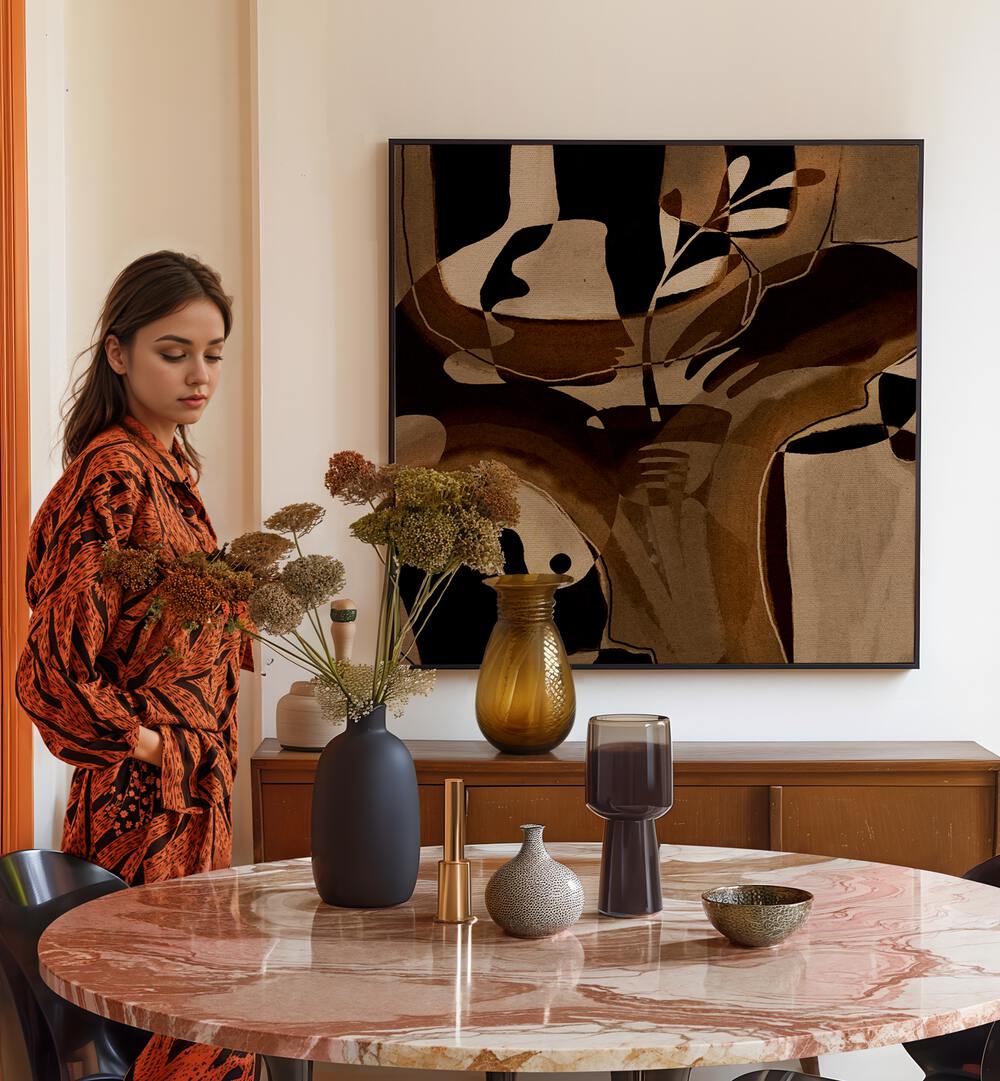 Elegant interior featuring BECOMING IV, ABSTRACT PAINTINGS, enhancing personal growth and aesthetic appeal.