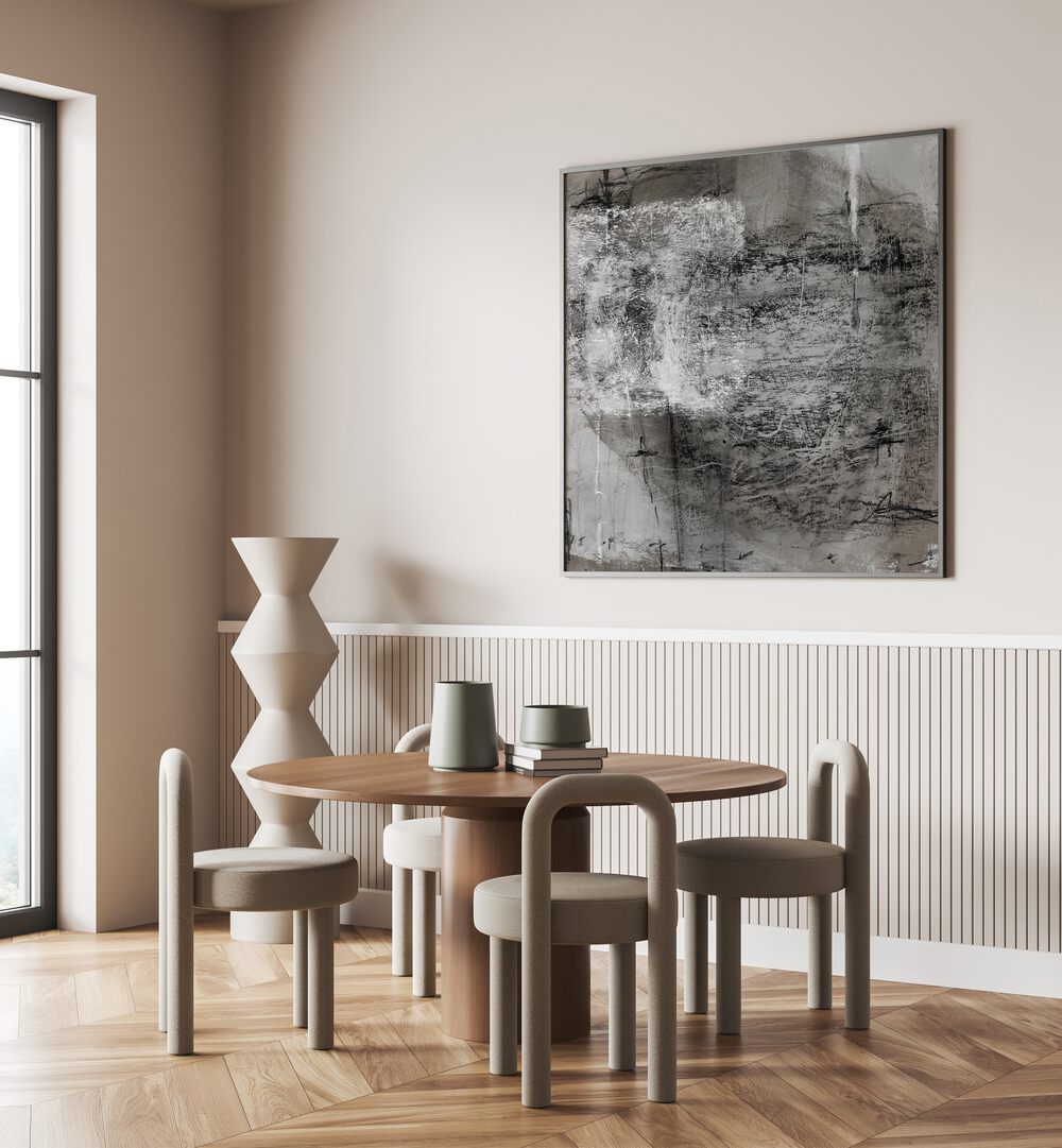 Stylish living space featuring GREY BROWN TEXTURE PAINTING, ABSTRACT PAINTINGS for warmth and sophistication.