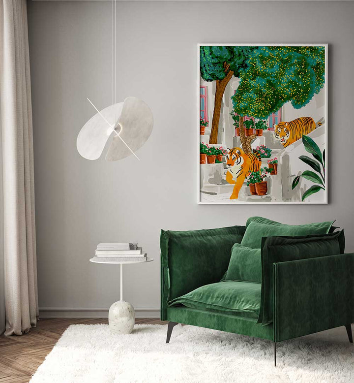 TIGERS IN GREECE , ANIMAL PAINTINGS