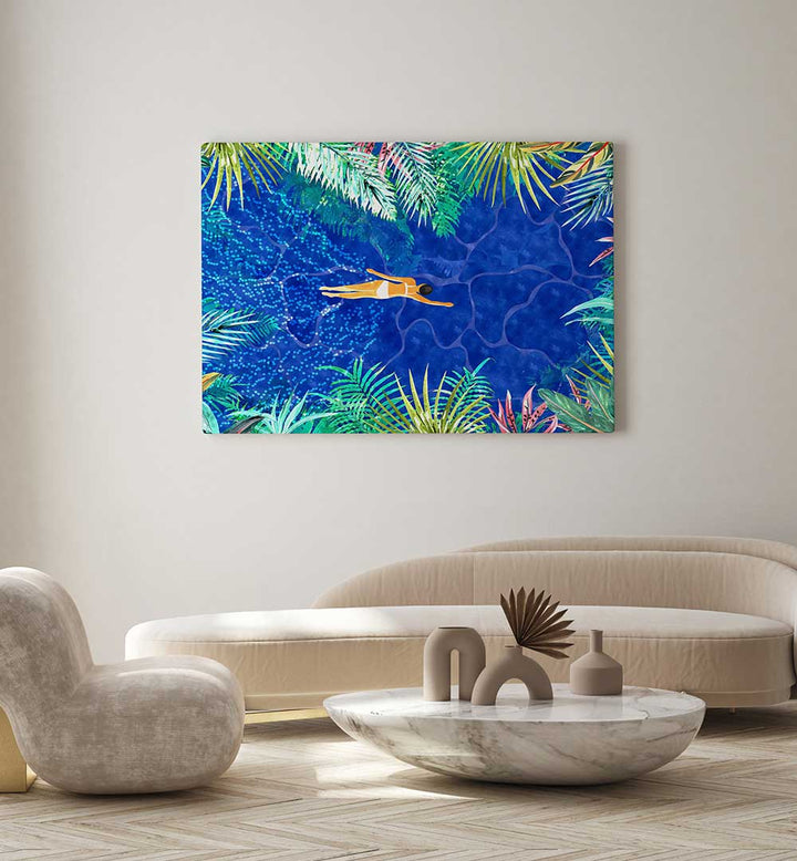 TROPICAL JUNGLE POOL , BEACH PAINTINGS