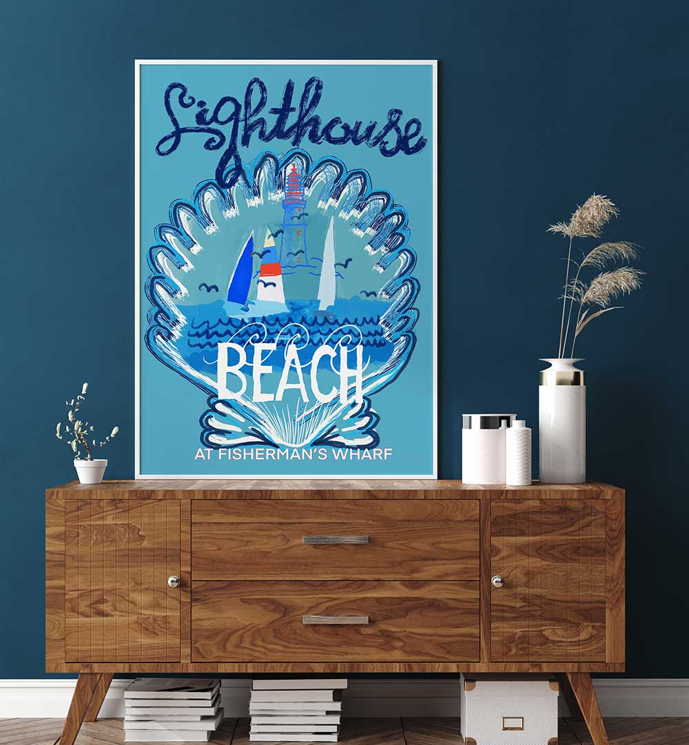 Brighten your space with LIGHTHOUSE II, BEACH PAINTINGS, capturing the serene essence of coastal paradise.