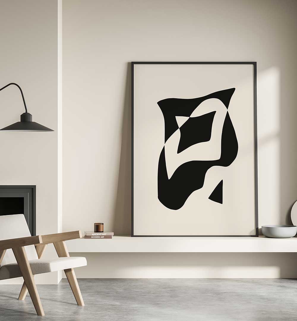 BOLD BLACK AND WHITE GEOMETRIC , ABSTRACT PAINTINGS
