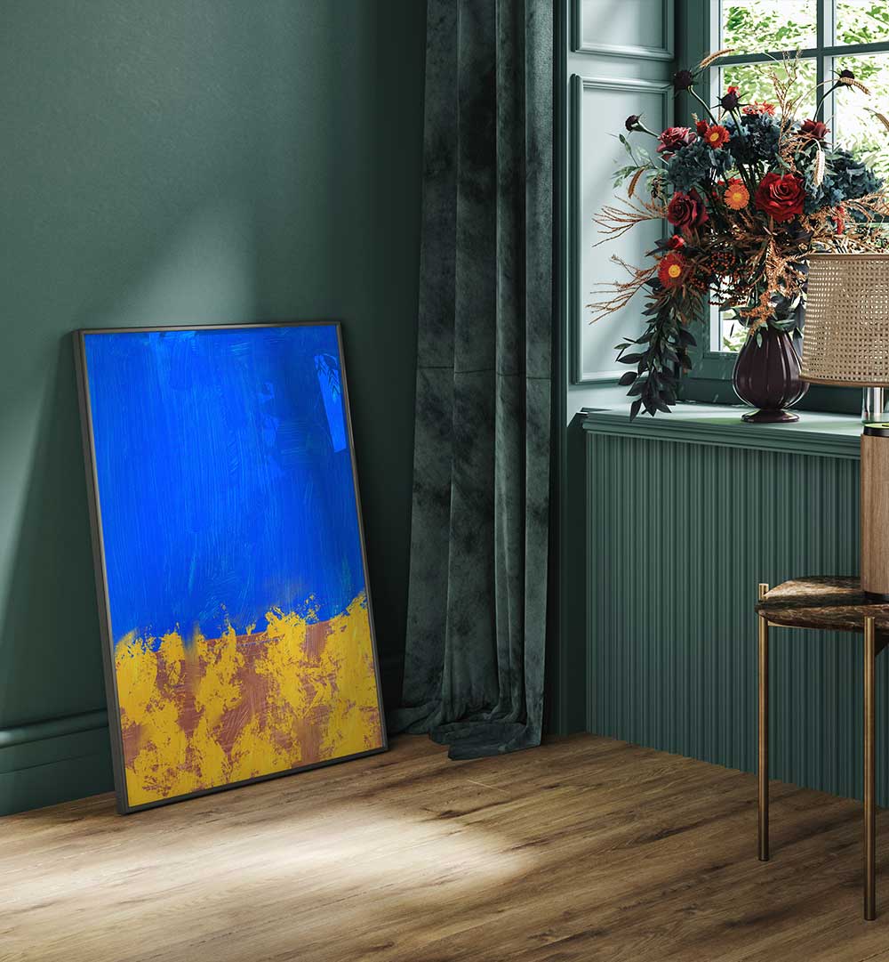 BLUE & YELLOW BRUSHSTROKES , ABSTRACT PAINTINGS