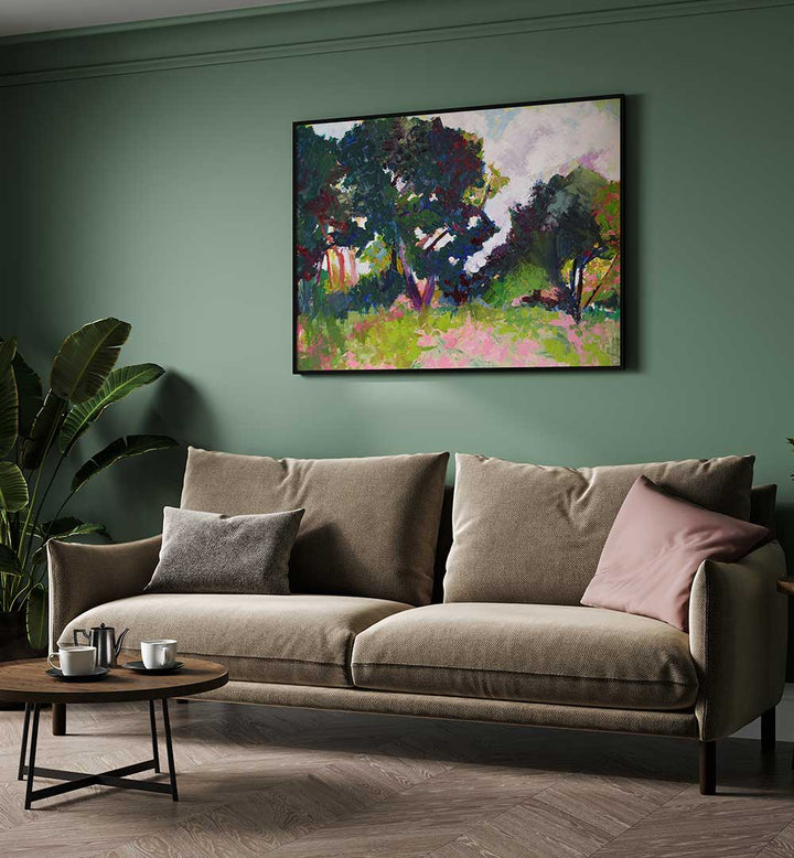 TREES IN THE DISTANCE , LANDSCAPE PAINTINGS