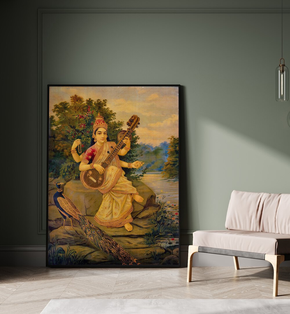 SARASWATI DEVI , INDIAN ART PAINTINGS