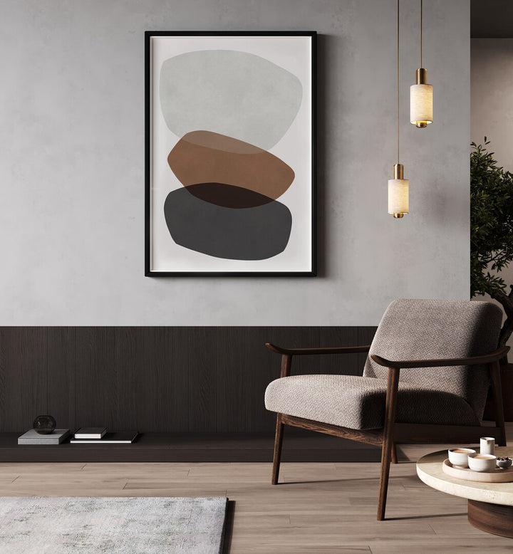 Stylish interior featuring ROCK OVERLAY VII, ABSTRACT PAINTINGS, enhancing modern decor with a minimalist touch.