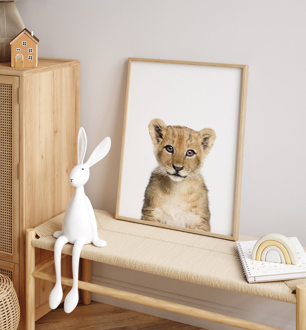 Charming BABY LION, KIDS ROOM PAINTINGS bring joy and whimsy to your child's space, perfect for a playful atmosphere.