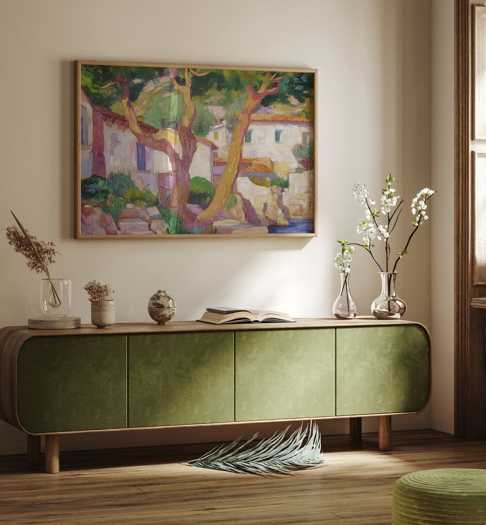 Enhance your decor with the enchanting HOUSE BY THE WATER, evoking serene waterfront living and style.