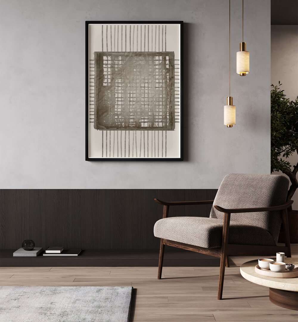 Stunning COCOA ROPES III, GEOMETRIC ART PRINTS displayed in a modern living space, enhancing contemporary decor.