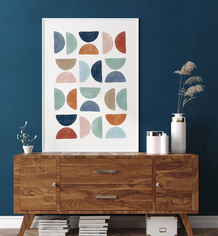 Vibrant COLOUR COLLAGE, GEOMETRIC ART PRINTS by Elena Ristova adds a stylish touch to modern home decor.