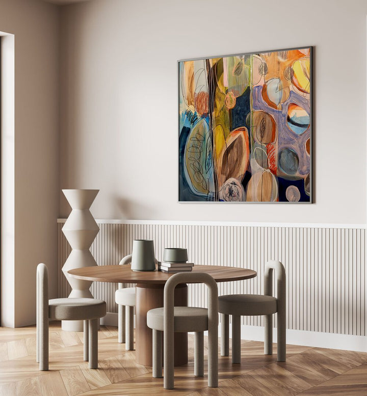 Vibrant ELEMENTS ORGANISEES IV, ABSTRACT PAINTINGS, showcasing fluid brush strokes for a captivating decor piece.