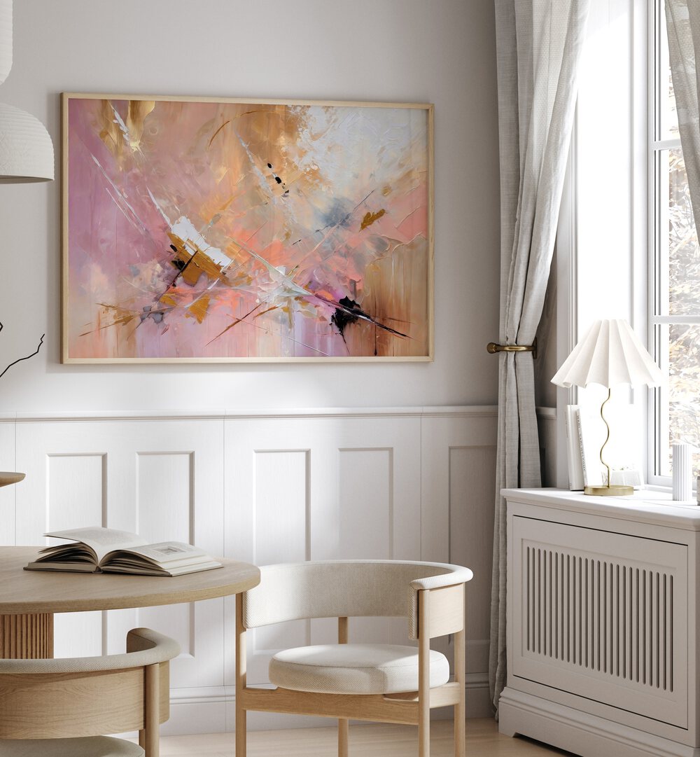 Stunning EXPRESSIONIST PINK ABSTRACT PAINTINGS enhance modern home décor with vibrant artistry and a captivating focal point.