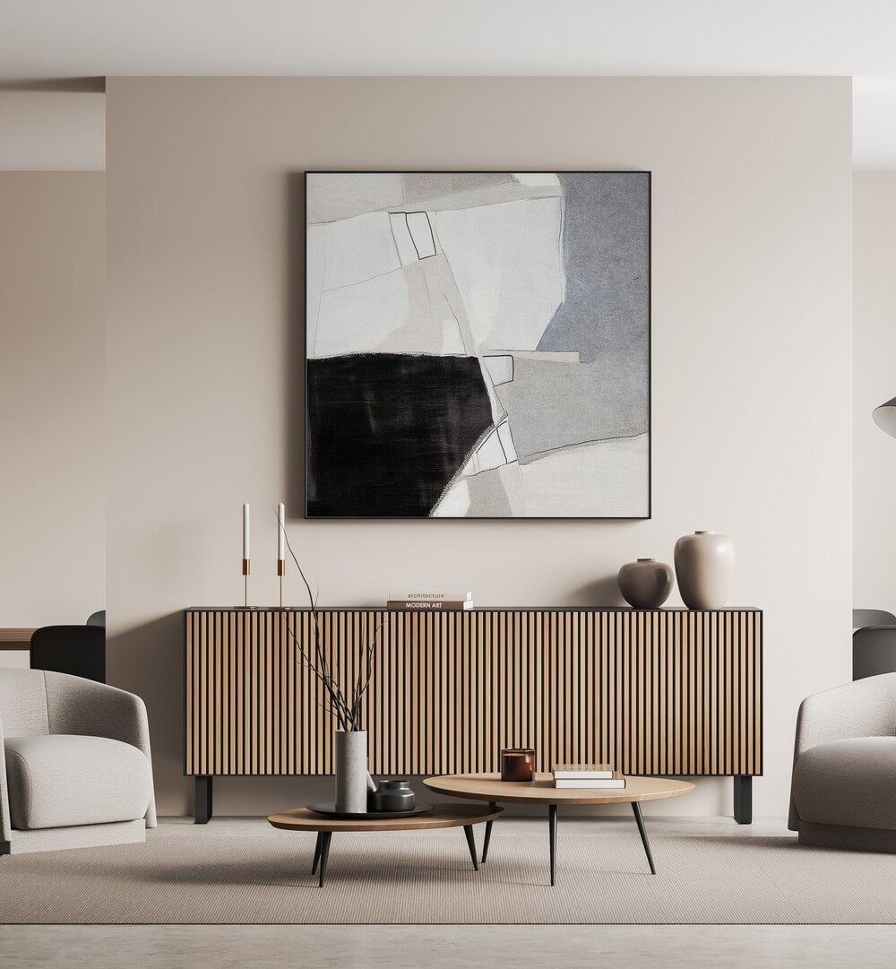 Stylish interior featuring WONDER II, ABSTRACT PAINTINGS, enhancing modern decor with elegant artistry.
