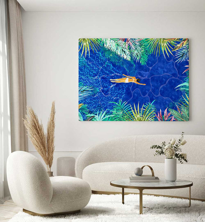 TROPICAL JUNGLE POOL , BEACH PAINTINGS