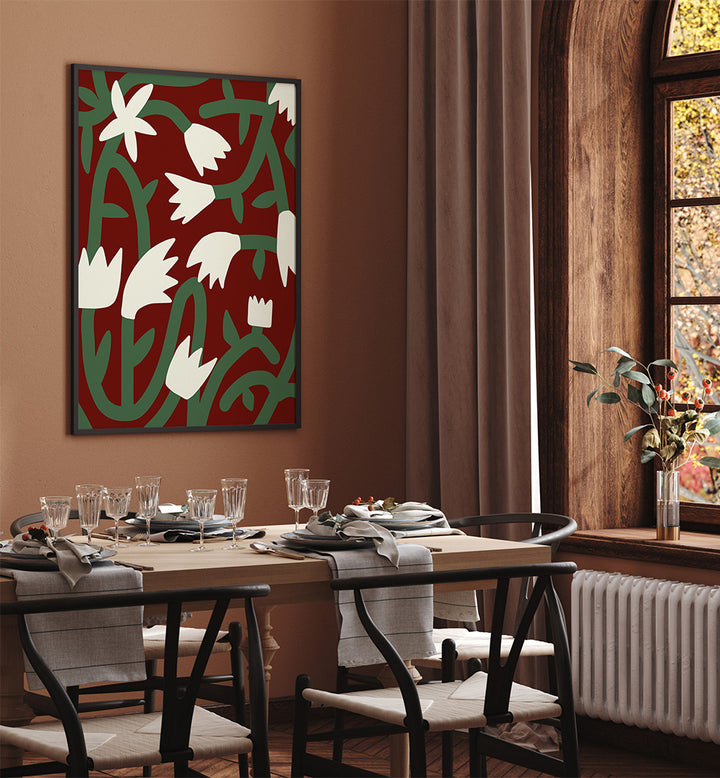 BOLD FLORAL PATTERN WITH ABSTRACT FLOWERS , FLORAL FLOWER PAINTINGS