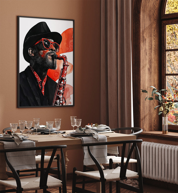 SAXOPHONIST MUSIC ART , MUSIC POSTERS