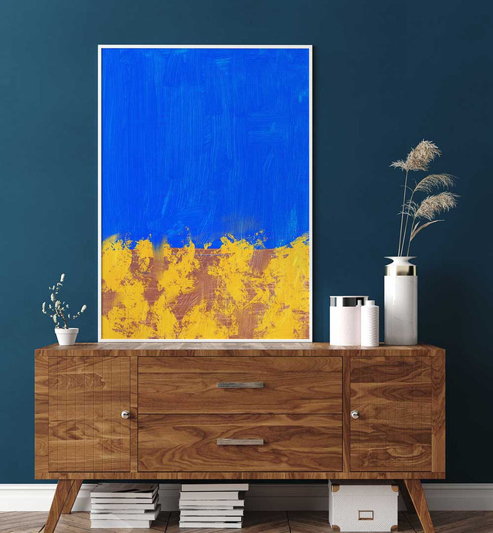 BLUE & YELLOW BRUSHSTROKES , ABSTRACT PAINTINGS