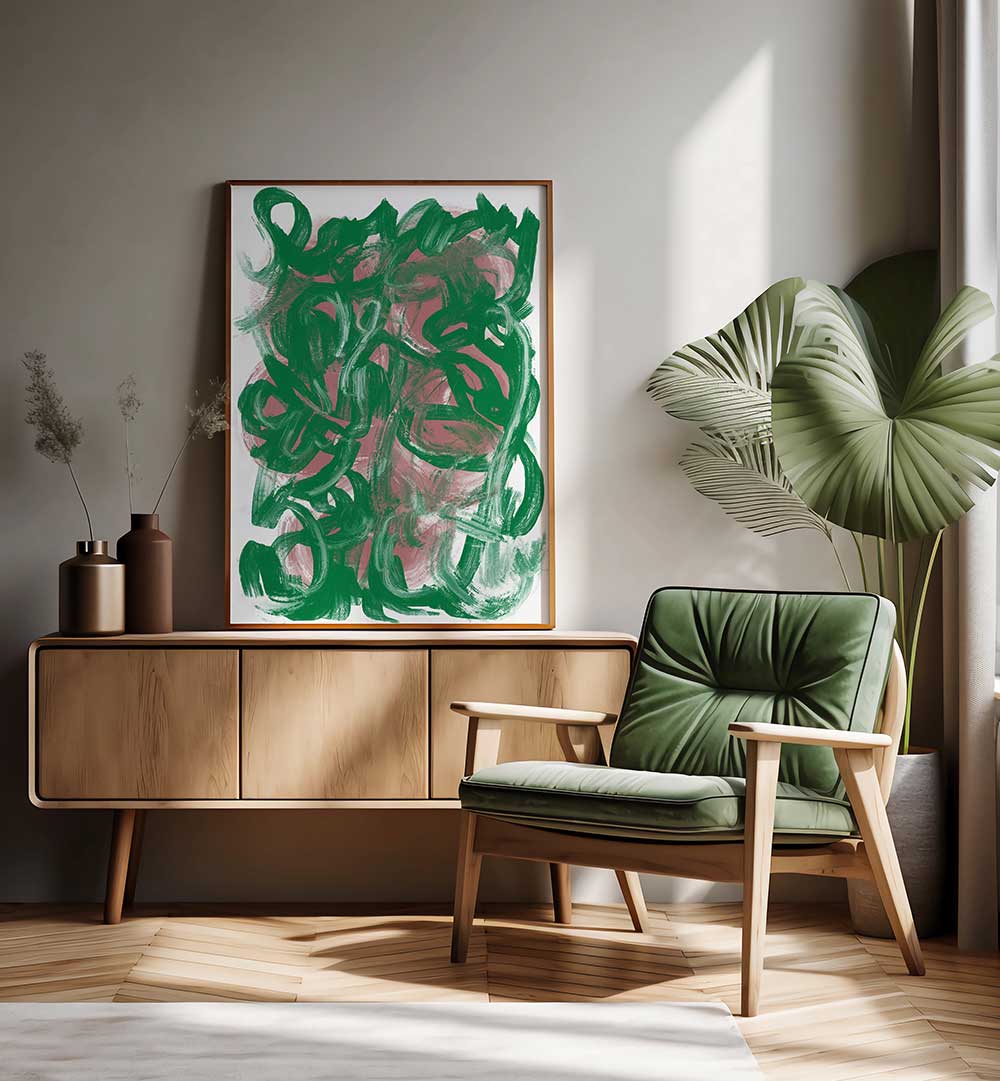 CHAOS GREEN LARGE, ABSTRACT PAINTINGS