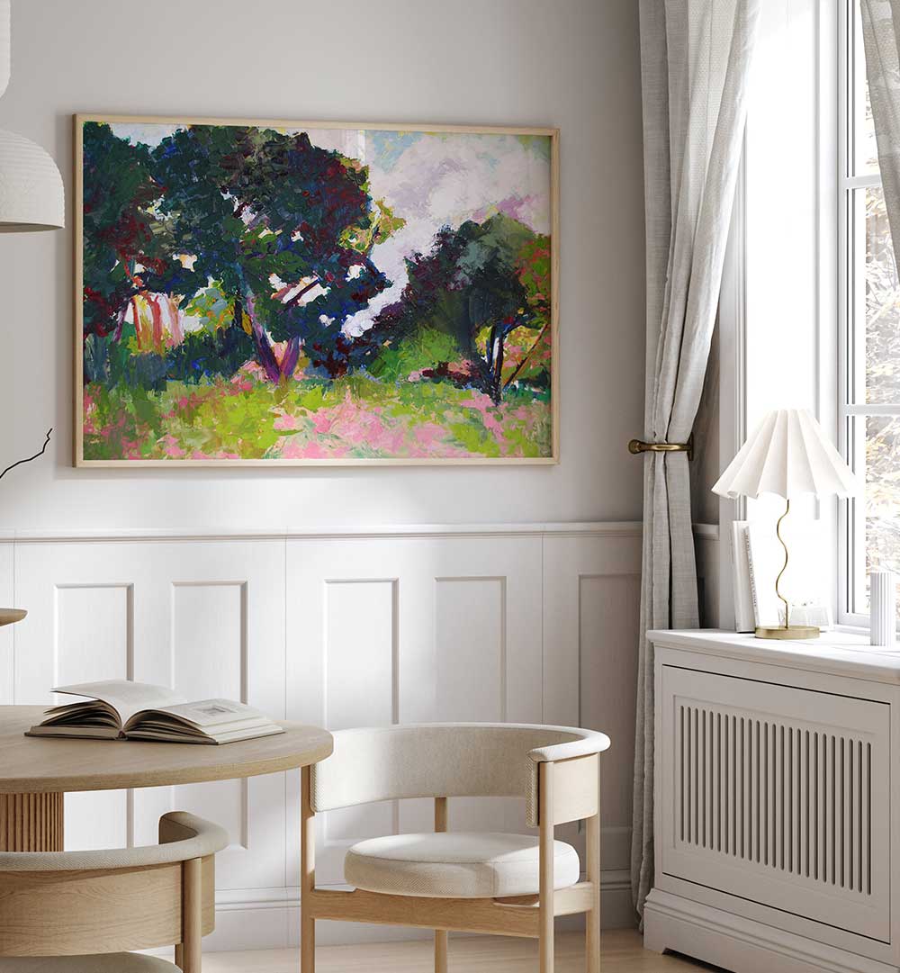 TREES IN THE DISTANCE , LANDSCAPE PAINTINGS