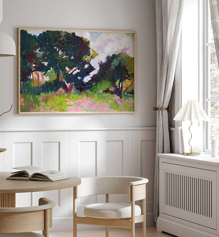 TREES IN THE DISTANCE , LANDSCAPE PAINTINGS