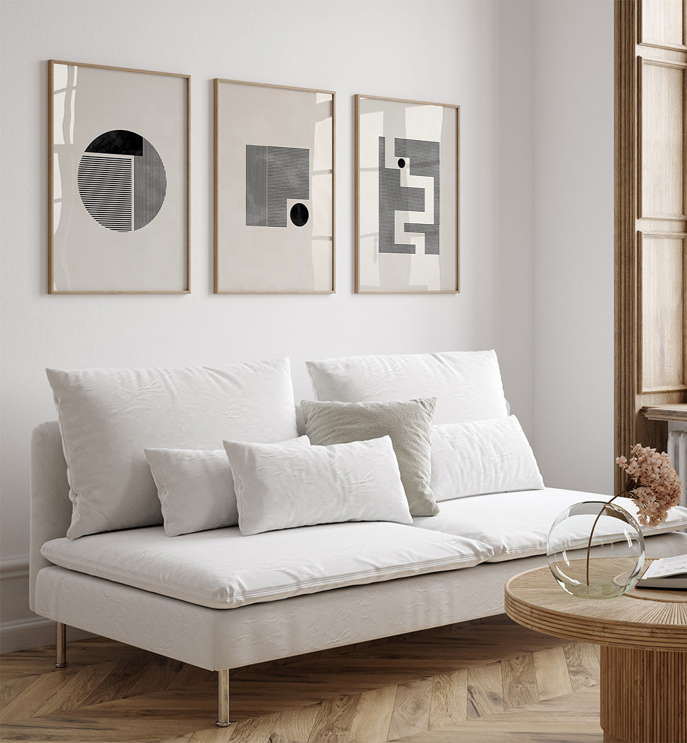 MINIMALIST MAZE SET , SET OF 3 PAINTINGS